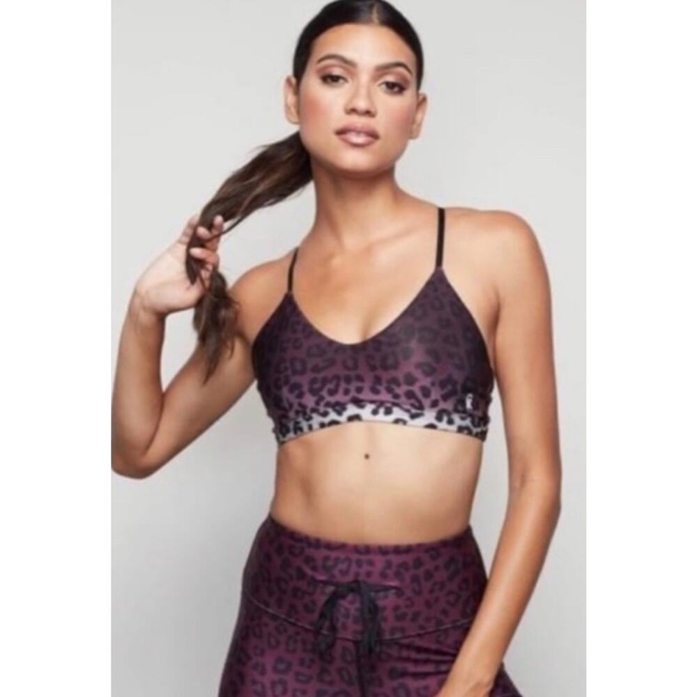 Good America Ombre Purple Leopard Print Sports Bra •1/XS• Barely There Scoop